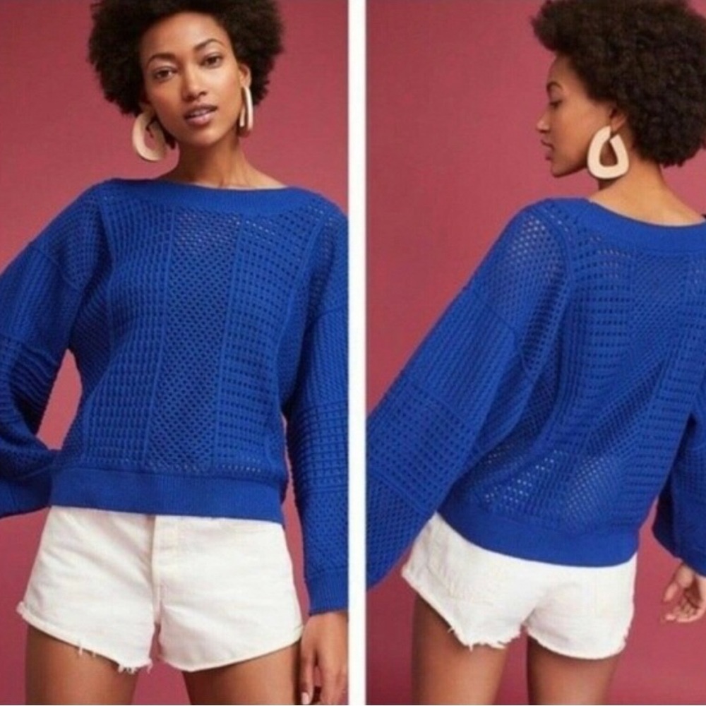 Anthropologie Moth sapphire royal blue sweater 

size XS extra small (oversized)